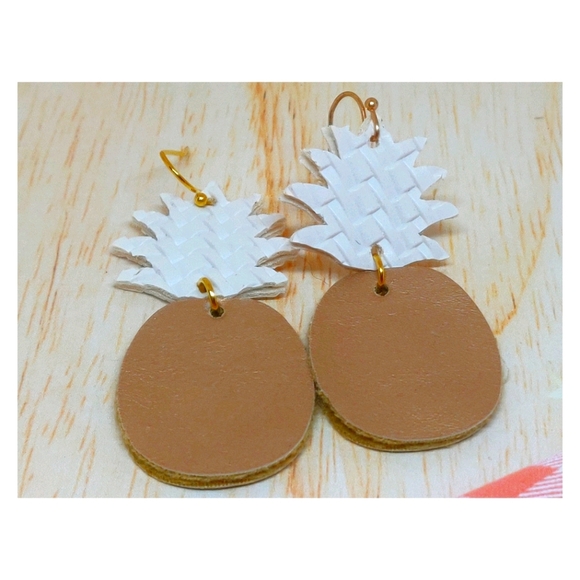 3/$20 Pineapple Vegan Leather Summer Earrings - Picture 2 of 3
